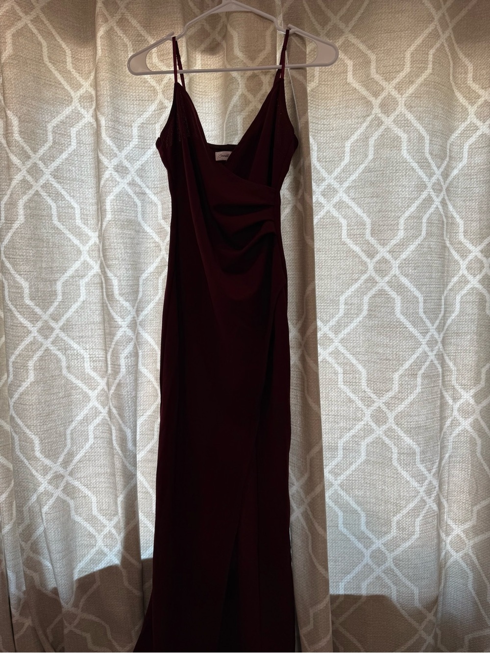Emerald Sundae Wine Slip Maxi Dress with Draped Bodice